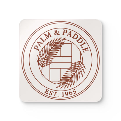 Palm And Paddle Pickleball Crest Corkwood Coaster Set