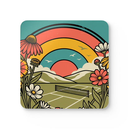 Sunrise Garden Pickleball Court Coaster Set