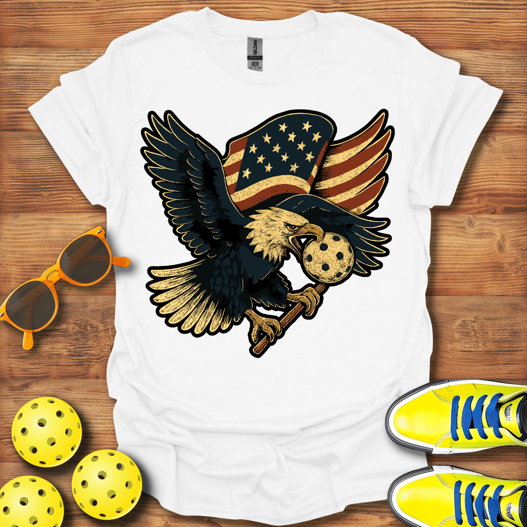 Distressed Eagle Patriotic Pickleball T-Shirt