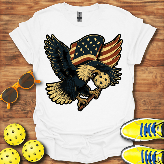 Distressed Eagle Patriotic Pickleball T-Shirt