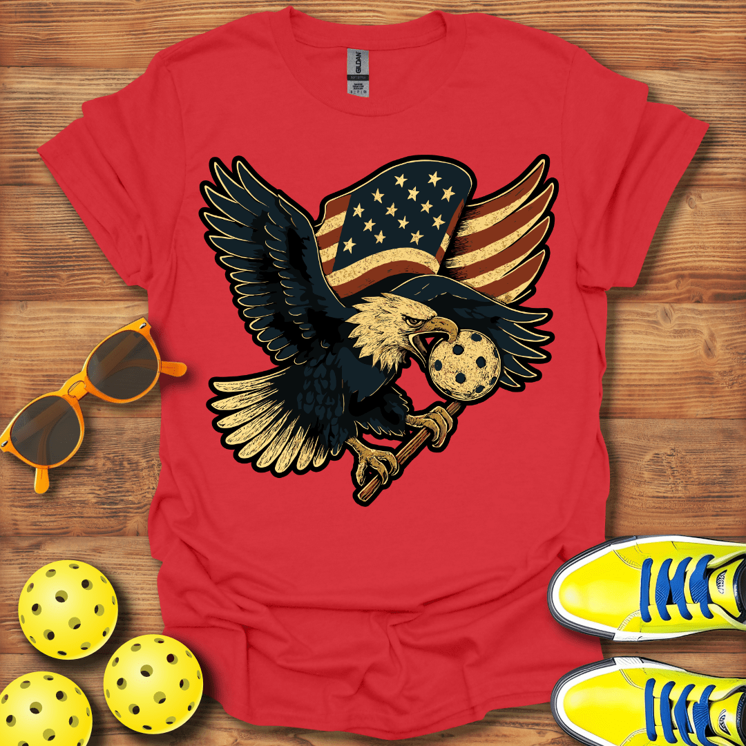 Distressed Eagle Patriotic Pickleball T-Shirt