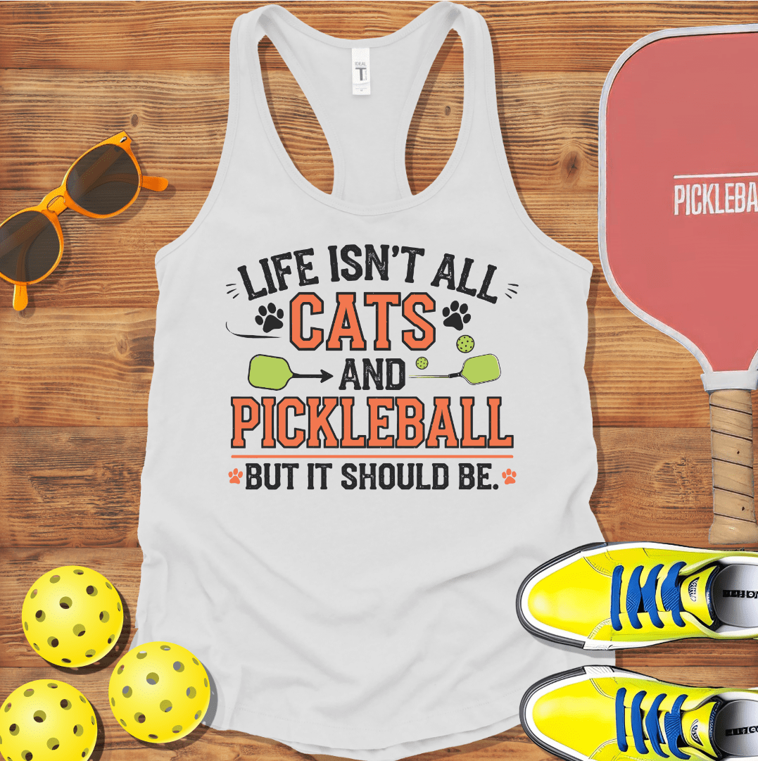 Cats and Pickleball Racerback Tank Top