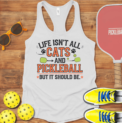 Cats and Pickleball Racerback Tank Top