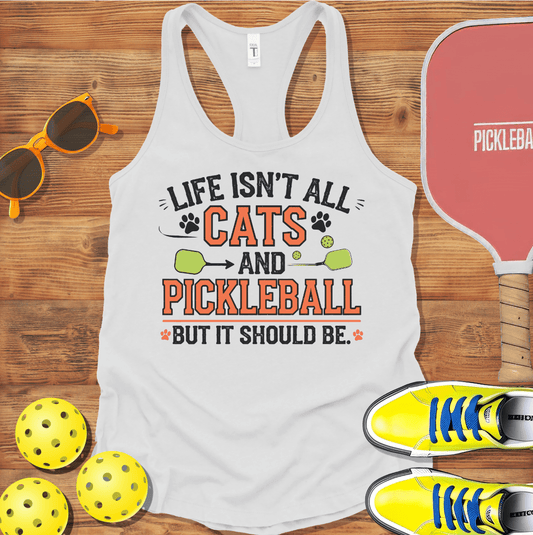 Cats and Pickleball Racerback Tank Top