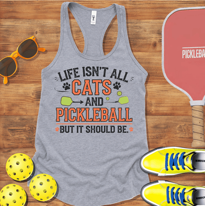 Cats and Pickleball Racerback Tank Top