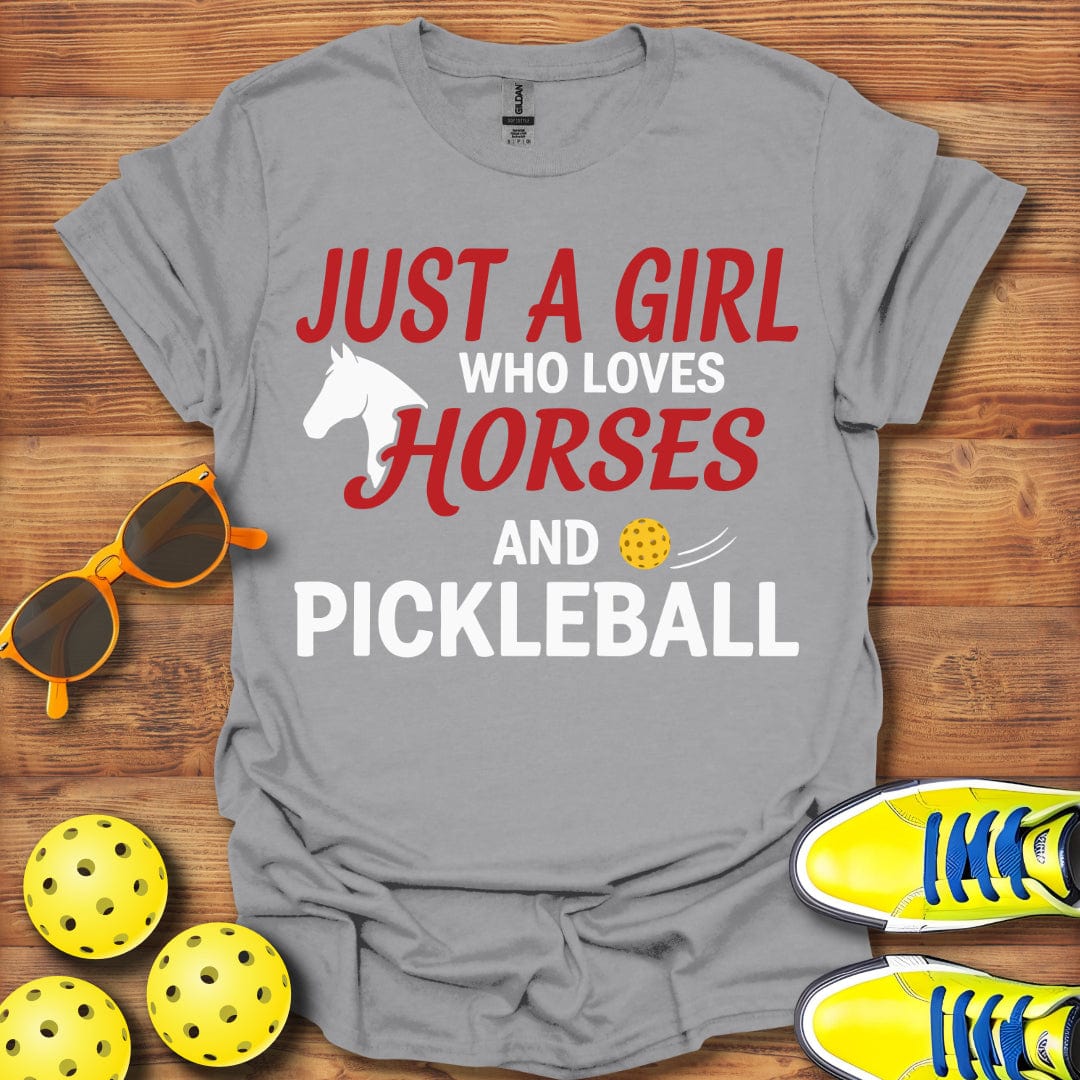 Just A Girl Loves Horses Pickleball T-Shirt