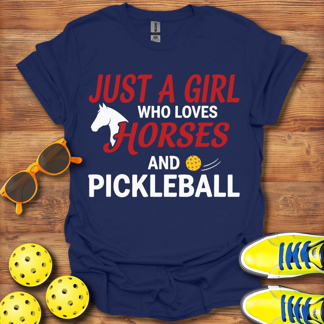 Just A Girl Loves Horses Pickleball T-Shirt