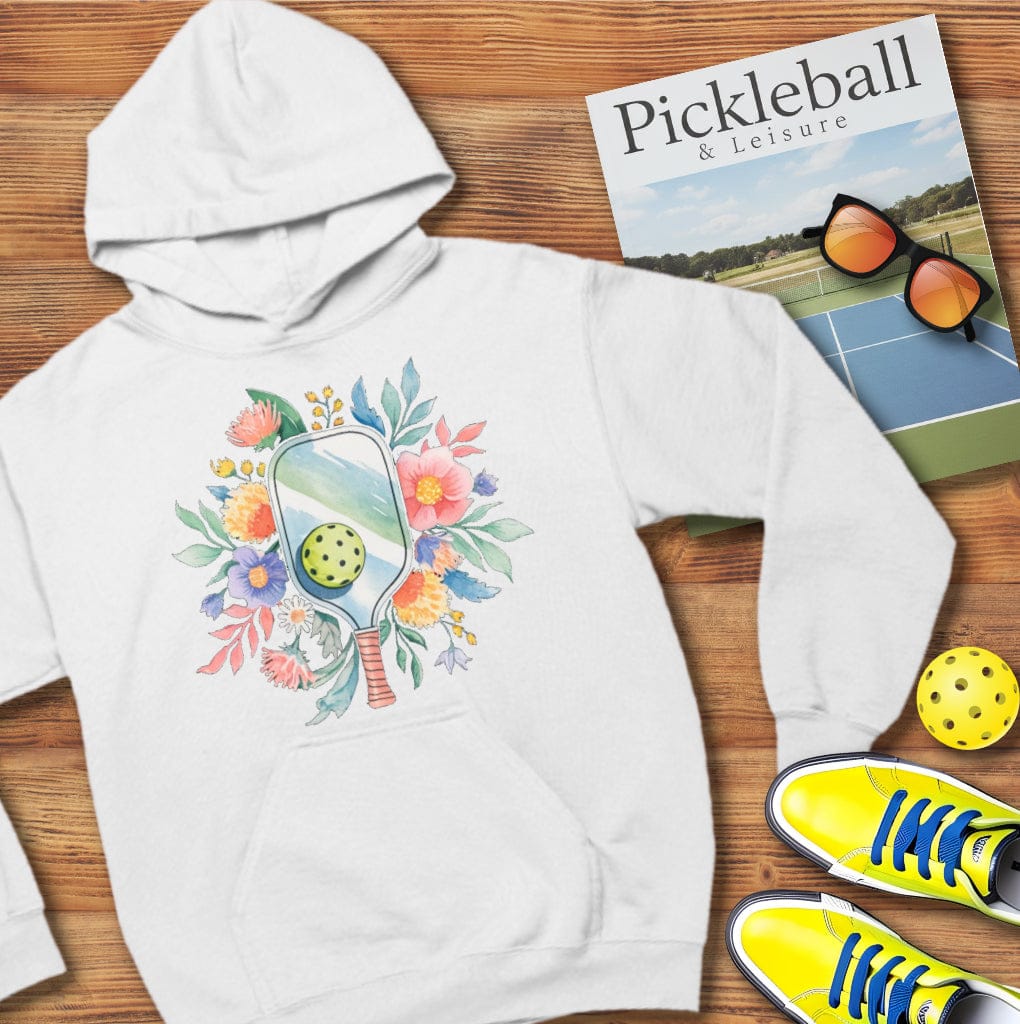 Floral Watercolor Pickleball Hooded Sweatshirt