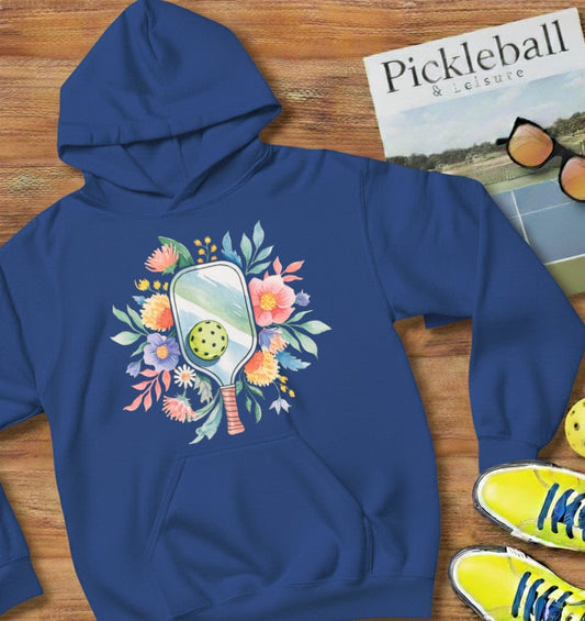 Floral Watercolor Pickleball Hooded Sweatshirt
