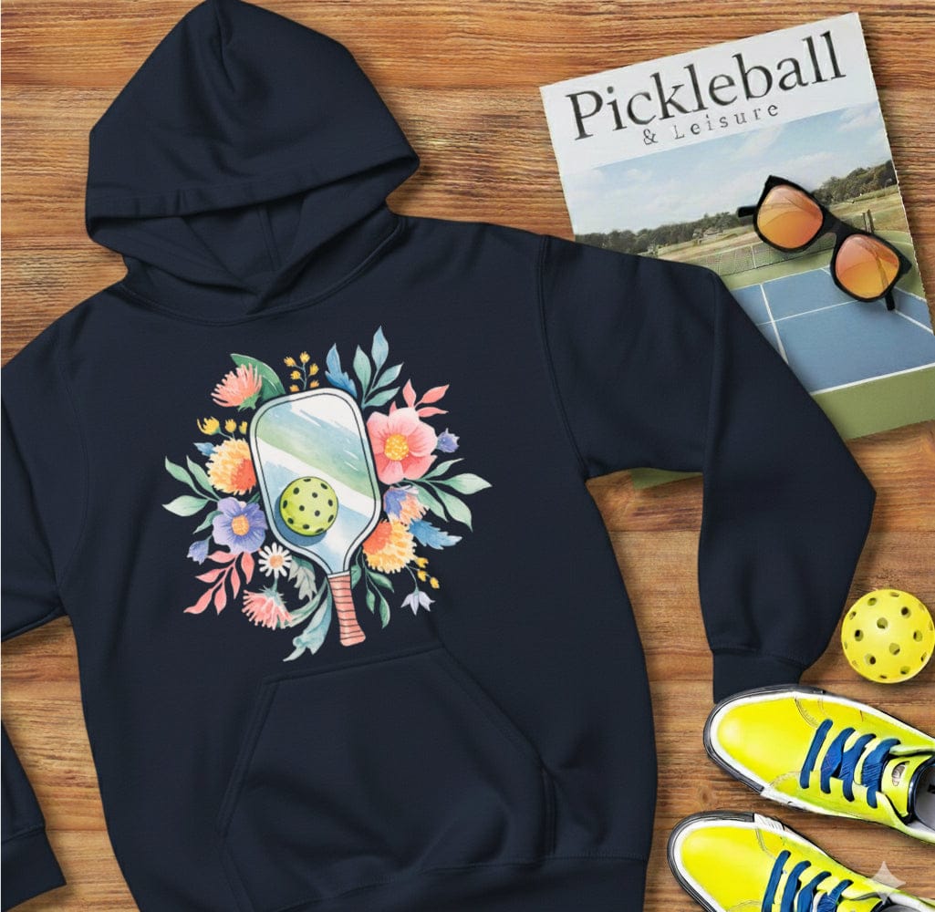 Floral Watercolor Pickleball Hooded Sweatshirt