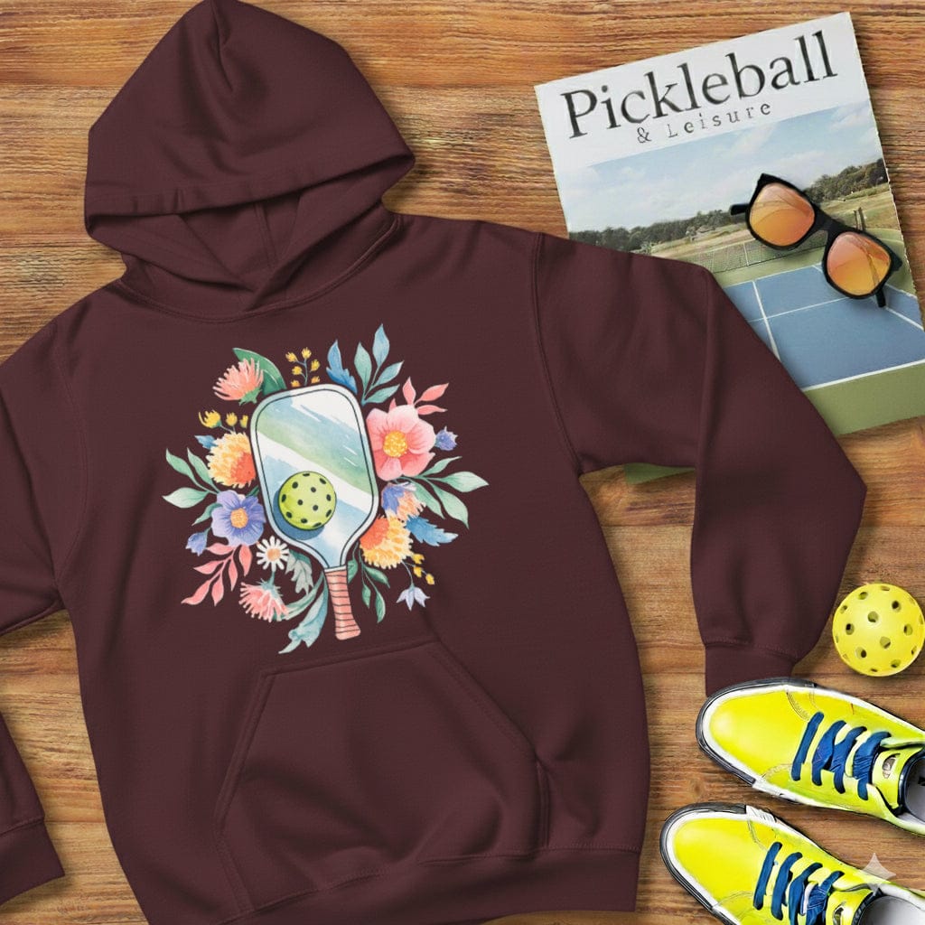 Floral Watercolor Pickleball Hooded Sweatshirt