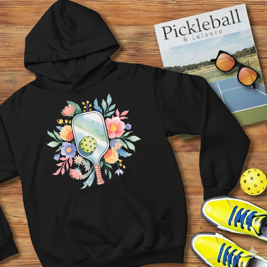 Floral Watercolor Pickleball Hooded Sweatshirt
