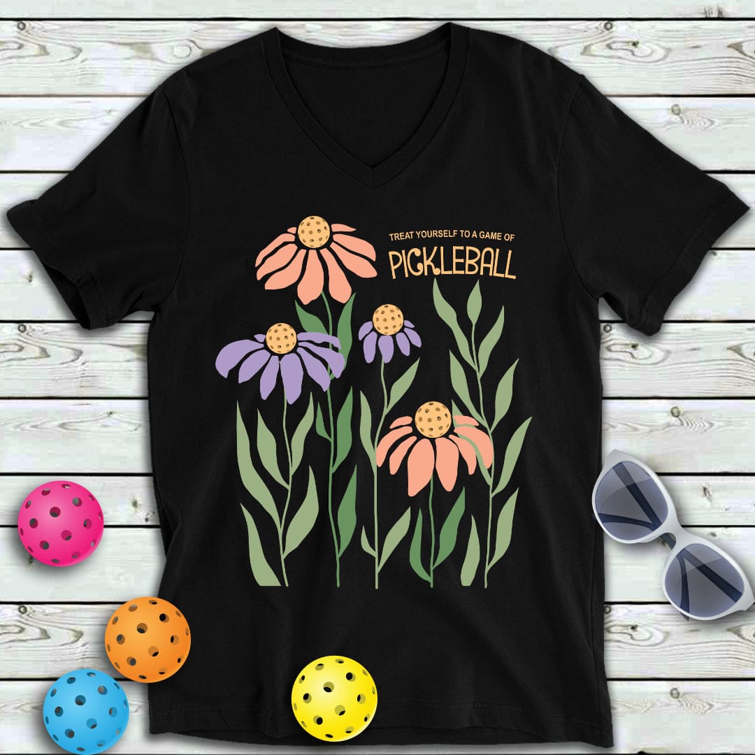 Treat Yourself To Pickleball V-Neck Tee