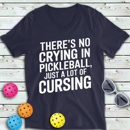 No Crying Pickleball  V-Neck Tee