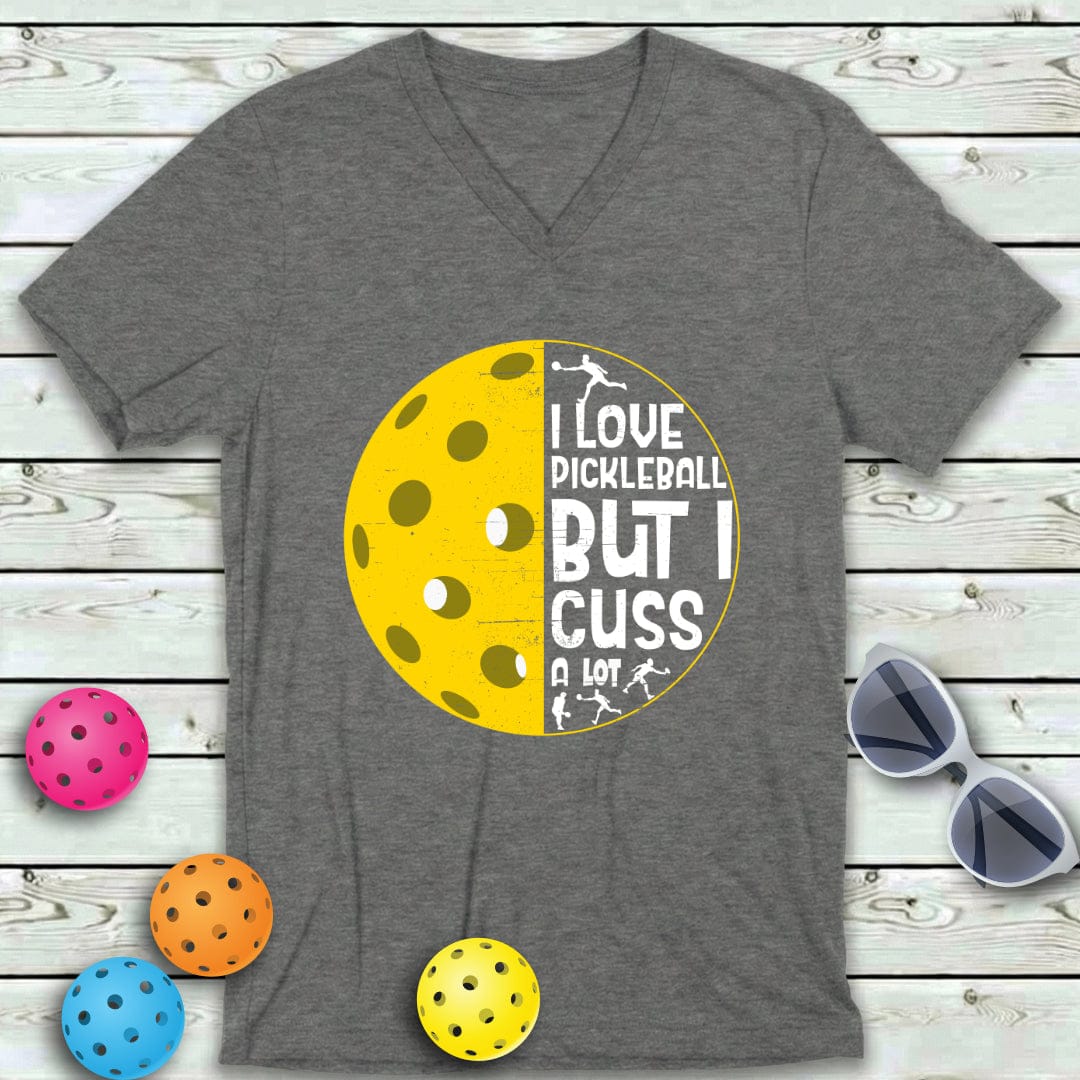 I Cuss A Lot Pickleball  V-Neck Tee