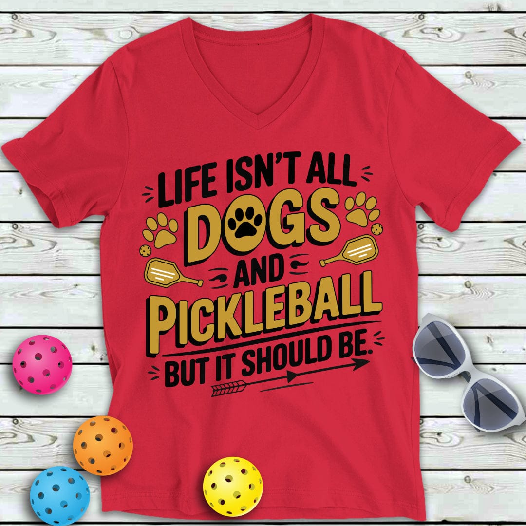 Dogs And Pickleball  V-Neck Tee