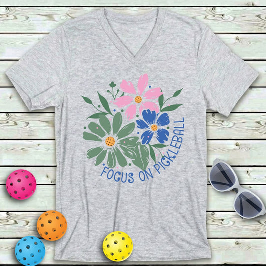 Focus On Pickleball  V-Neck Tee