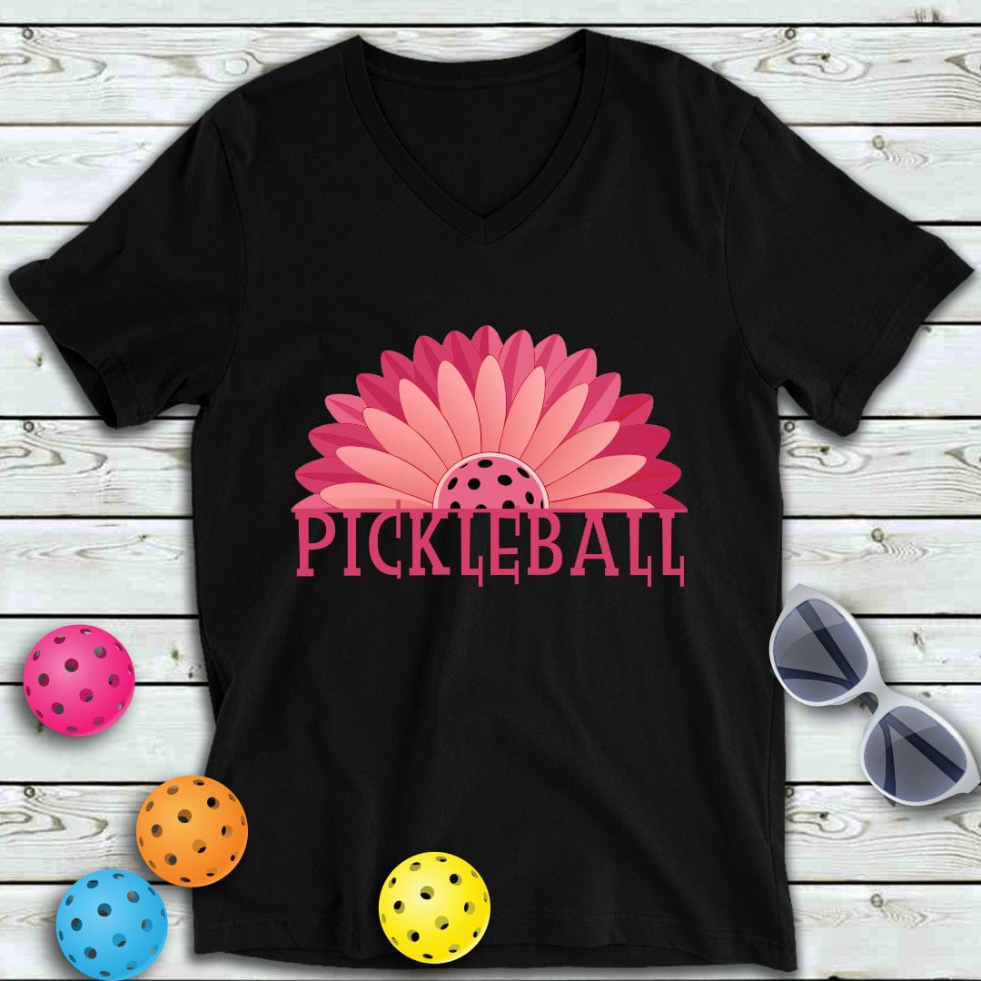 Gerbera Floral Pickleball  V-Neck Tee