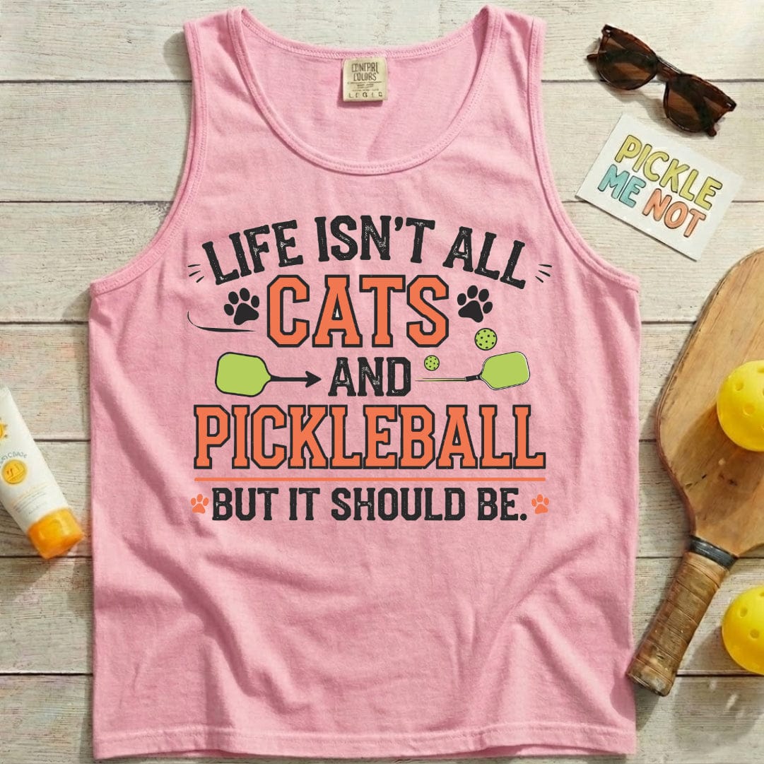 Cats And Pickleball Garment-Dyed Tank Top