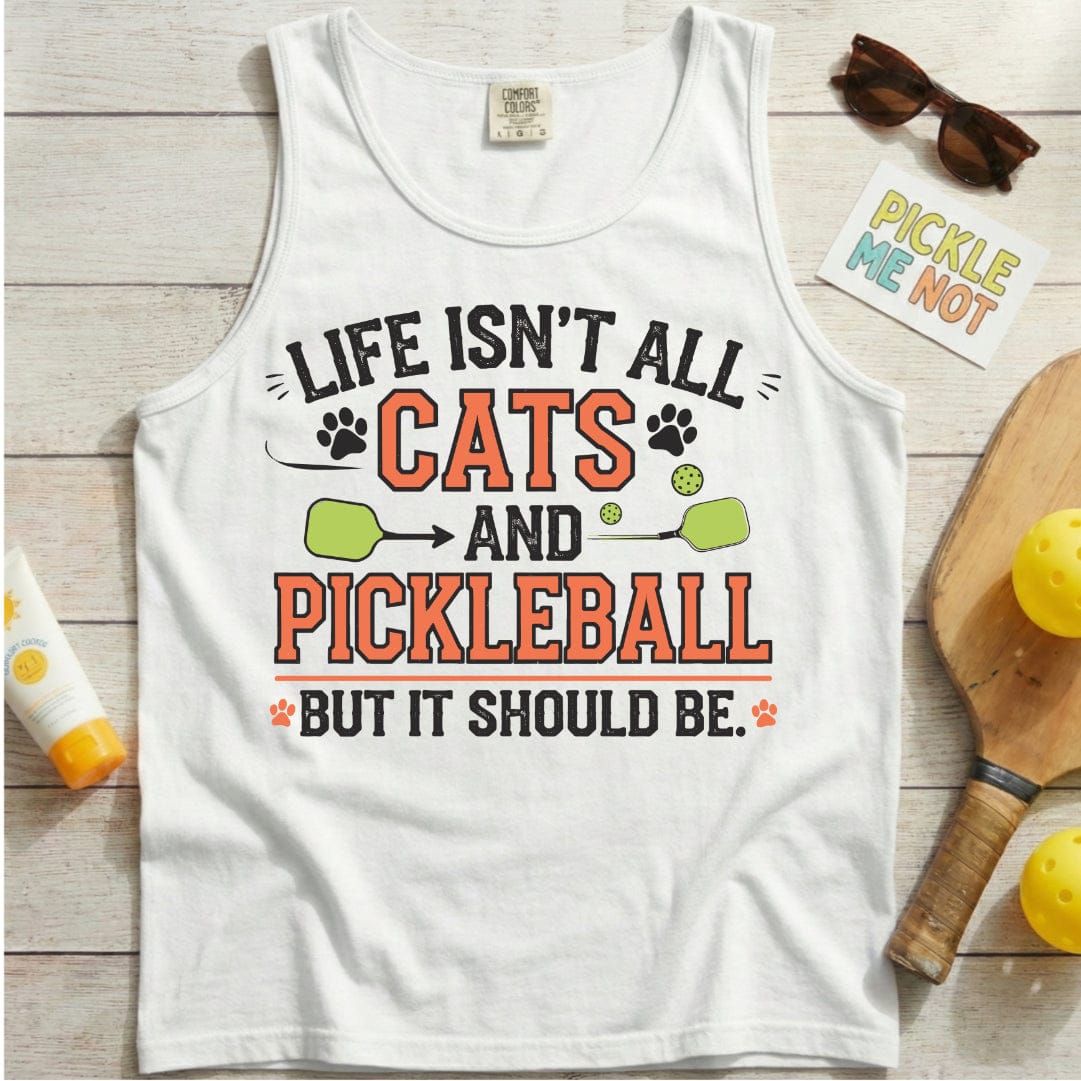 Cats And Pickleball Garment-Dyed Tank Top