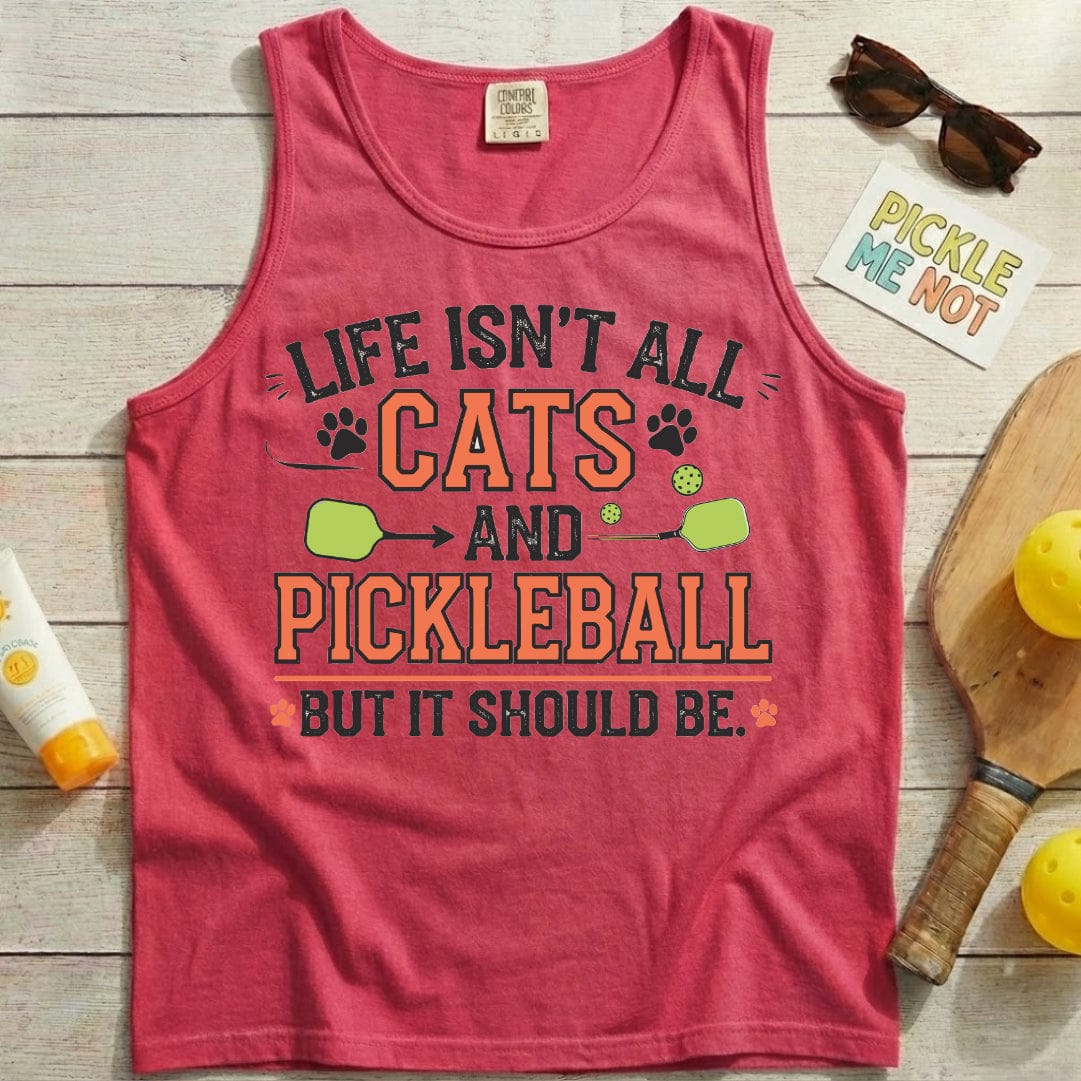 Cats And Pickleball Garment-Dyed Tank Top