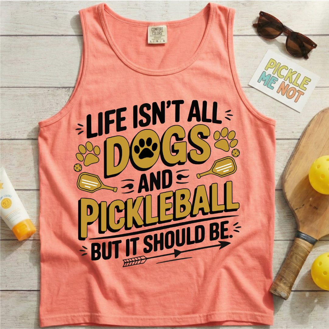 Dogs And Pickleball Garment-Dyed Tank Top