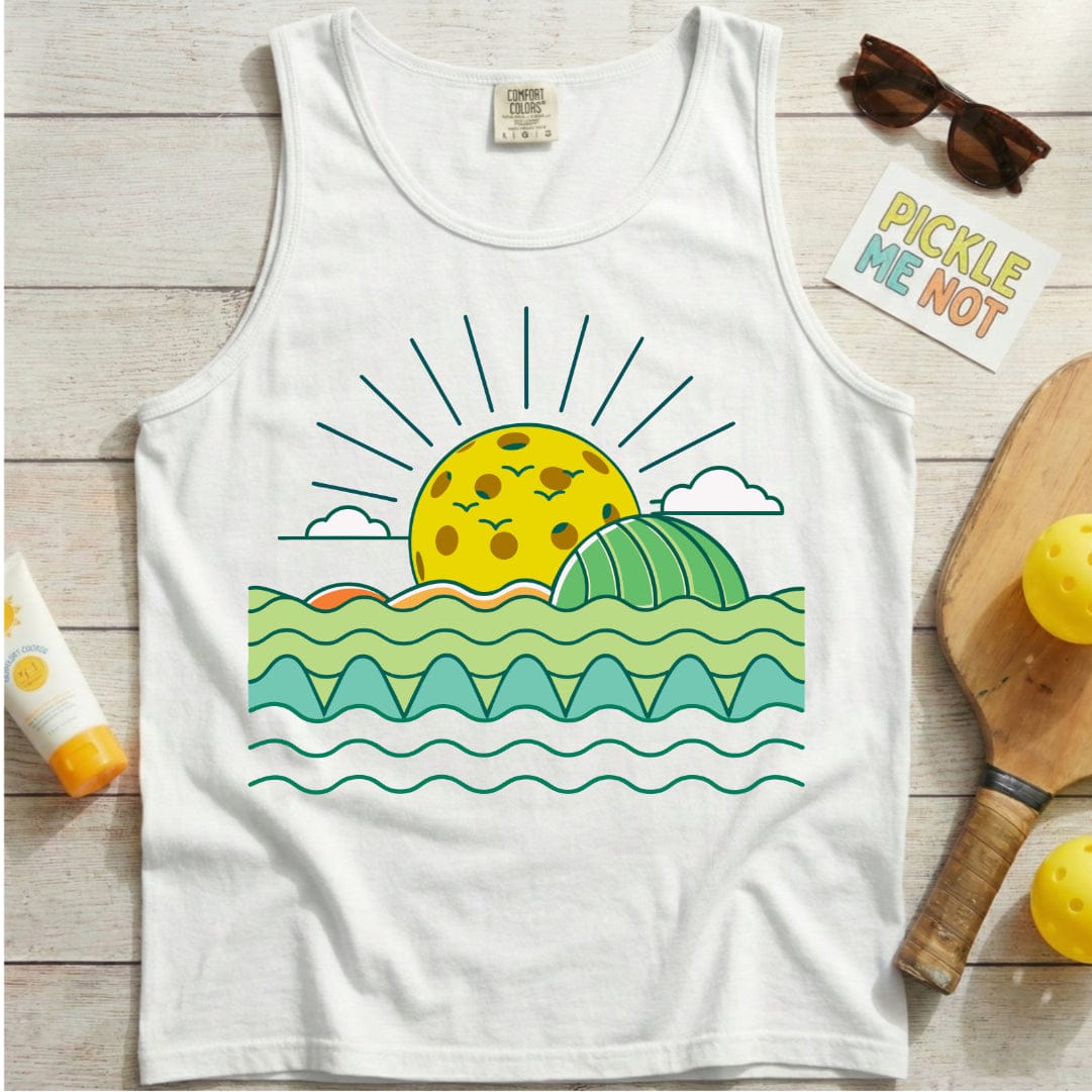 Sunset and Birds Pickleball Garment-Dyed Tank Top