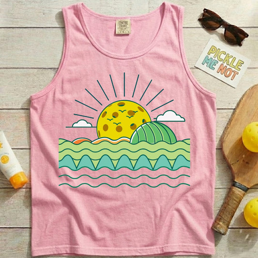 Sunset and Birds Pickleball Garment-Dyed Tank Top