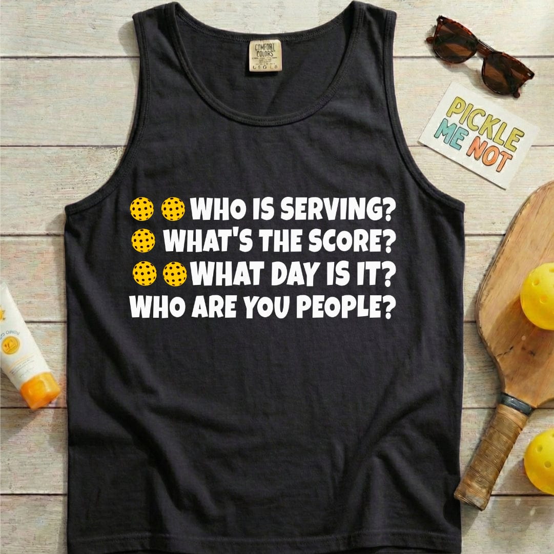 Who's Serving Pickleball Garment-Dyed Tank Top