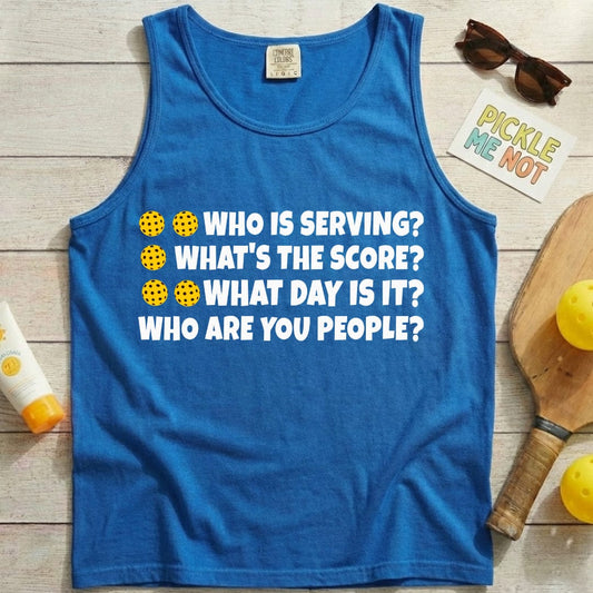 Who's Serving Pickleball Garment-Dyed Tank Top