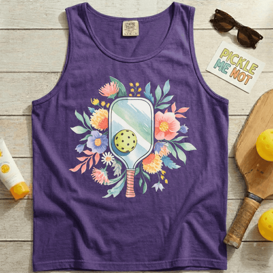 Floral Paddle Pickleball Garment-Dyed Tank Top