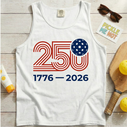 USA 250 Patriotic Pickleball Unisex Cotton Garment-Dyed Tank Top