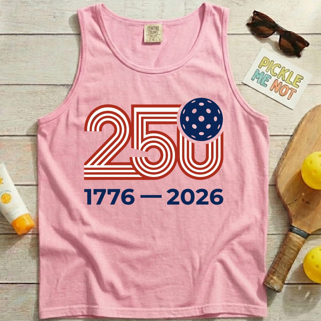USA 250 Patriotic Pickleball Unisex Cotton Garment-Dyed Tank Top