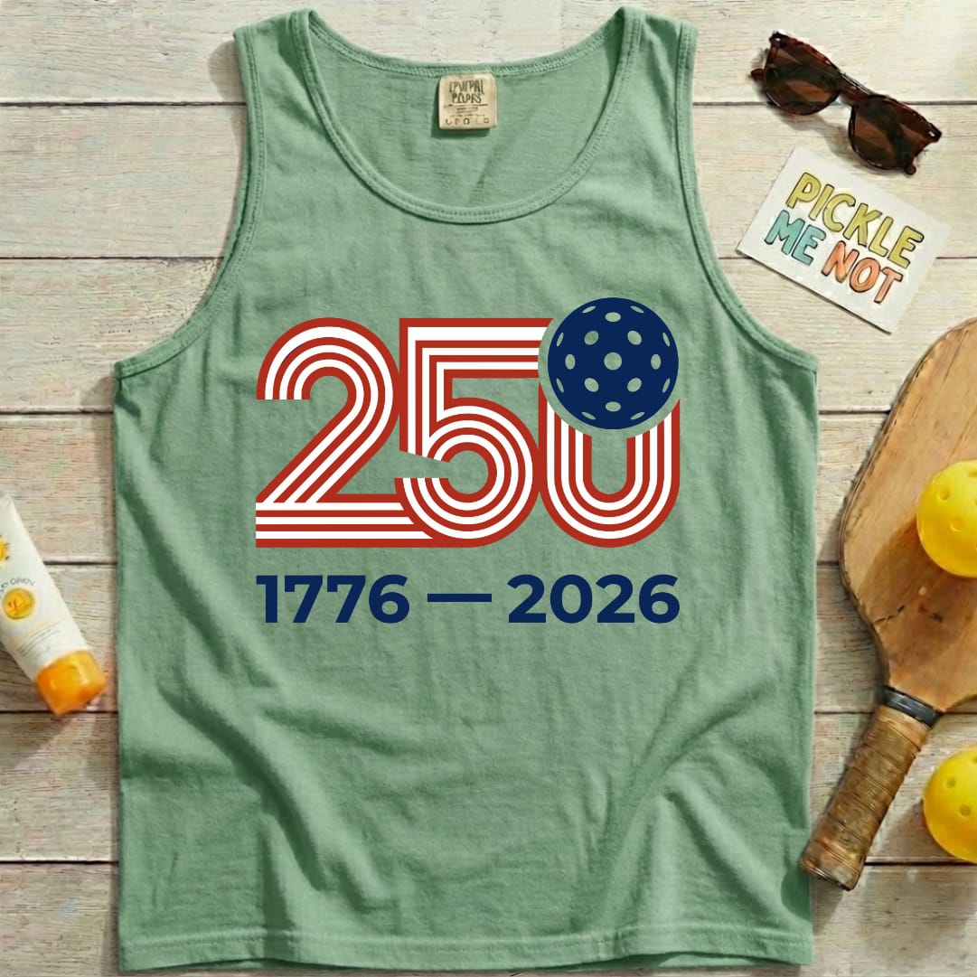 USA 250 Patriotic Pickleball Unisex Cotton Garment-Dyed Tank Top