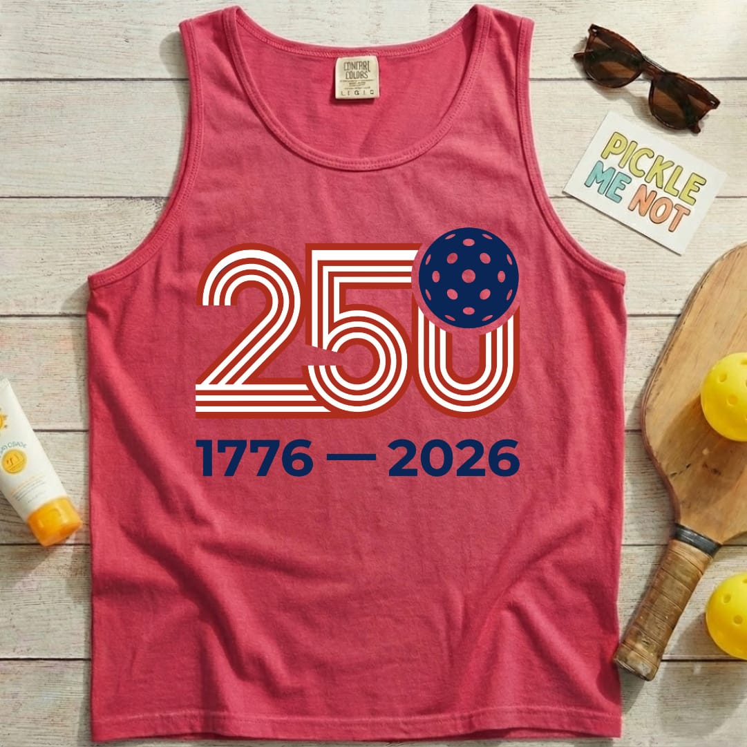 USA 250 Patriotic Pickleball Unisex Cotton Garment-Dyed Tank Top