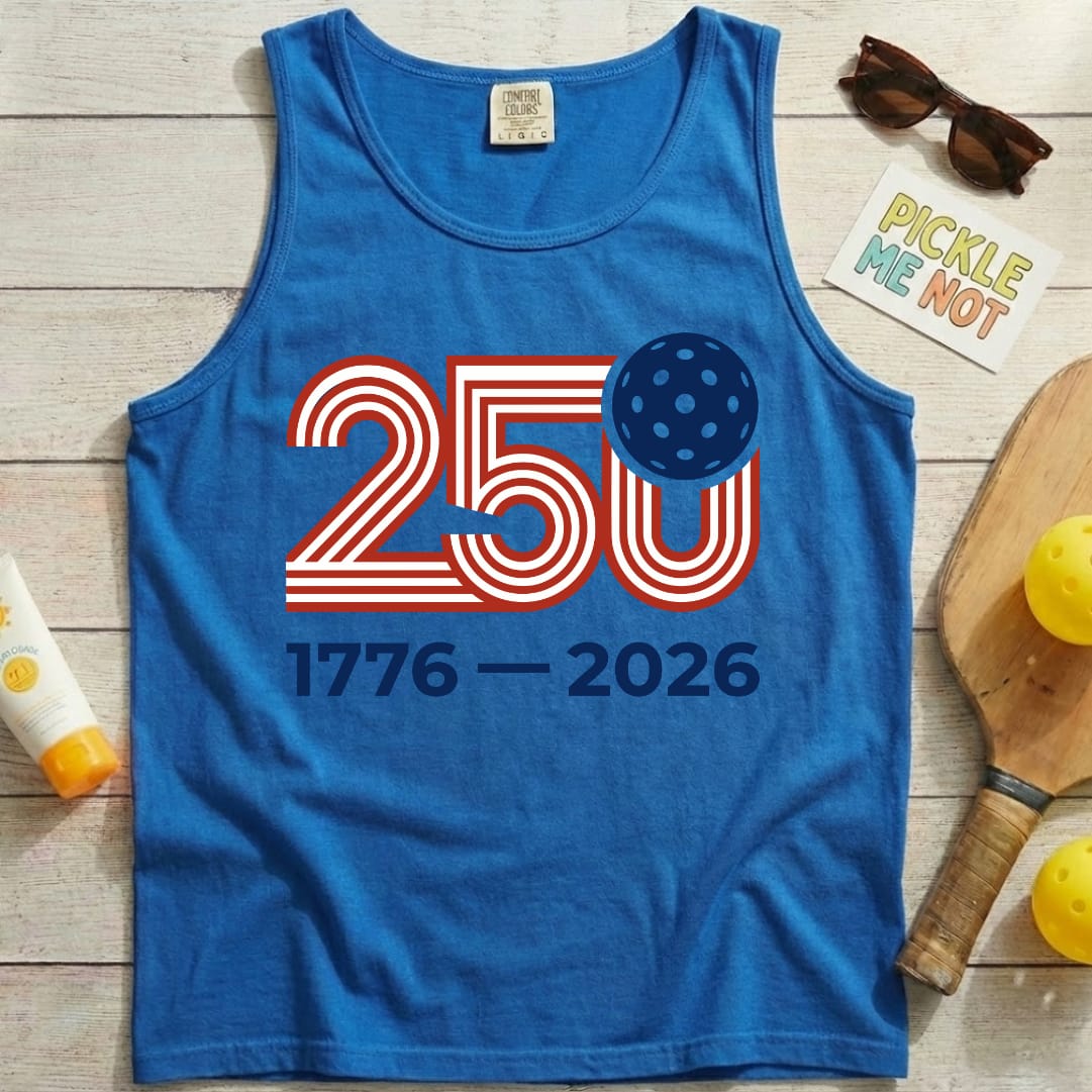 USA 250 Patriotic Pickleball Unisex Cotton Garment-Dyed Tank Top