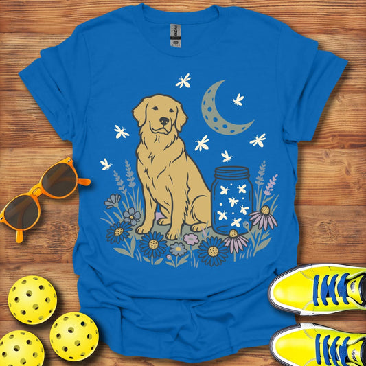 Moon and Fire Flies Pickleball Dog Unisex T-Shirt