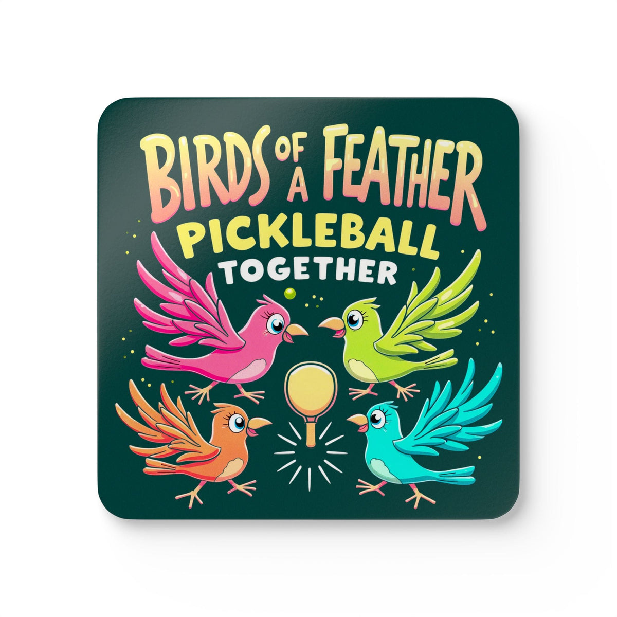 Birds of a Feather Pickleball Coaster Set