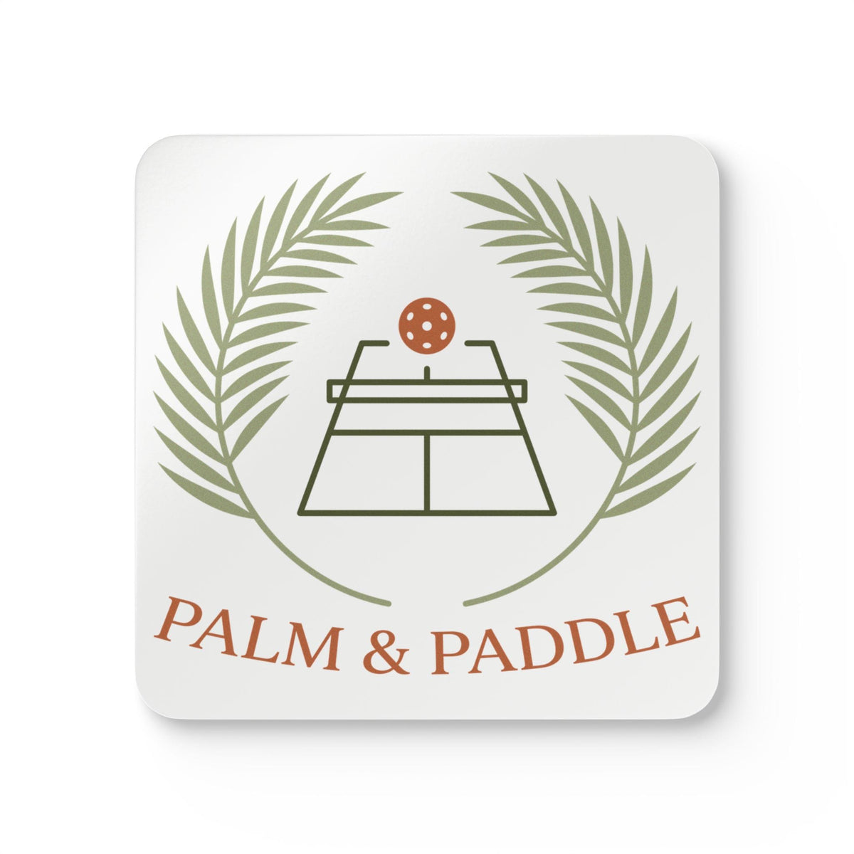 Pickleball Palm And Paddle Corkwood Coaster Set