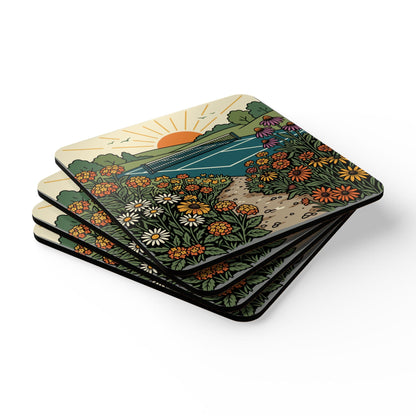 Garden Pickleball Court Coaster Set