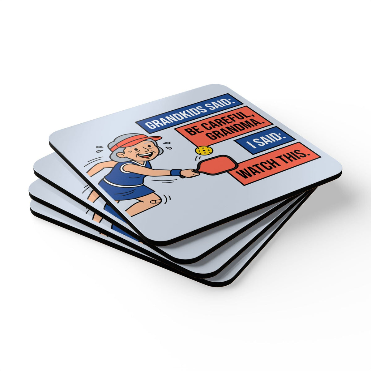 Grandkids Said Pickleball Grandma Corkwood Coaster Set