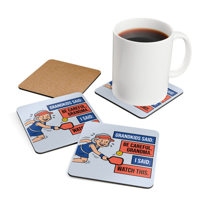 Grandkids Said Pickleball Grandma Corkwood Coaster Set