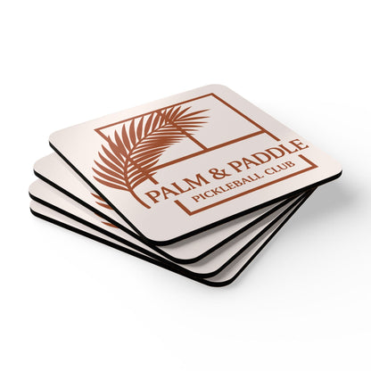 Palm And Paddle Pickleball Club Corkwood Coaster Set