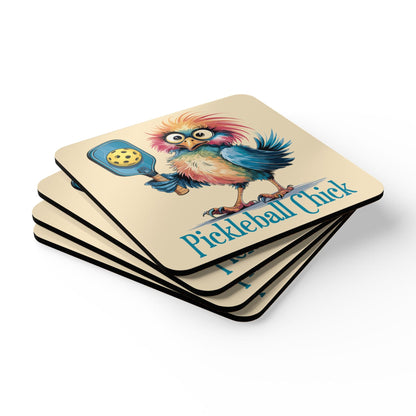 Pickleball Chick Corkwood Coaster Set