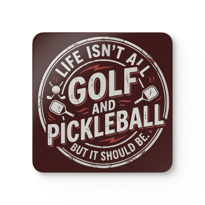 Golf And Pickleball Corkwood Coaster Set