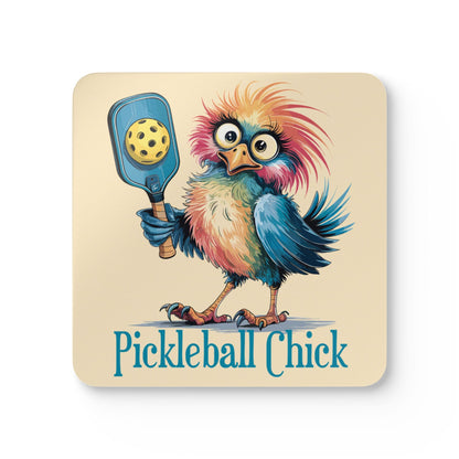 Pickleball Chick Corkwood Coaster Set