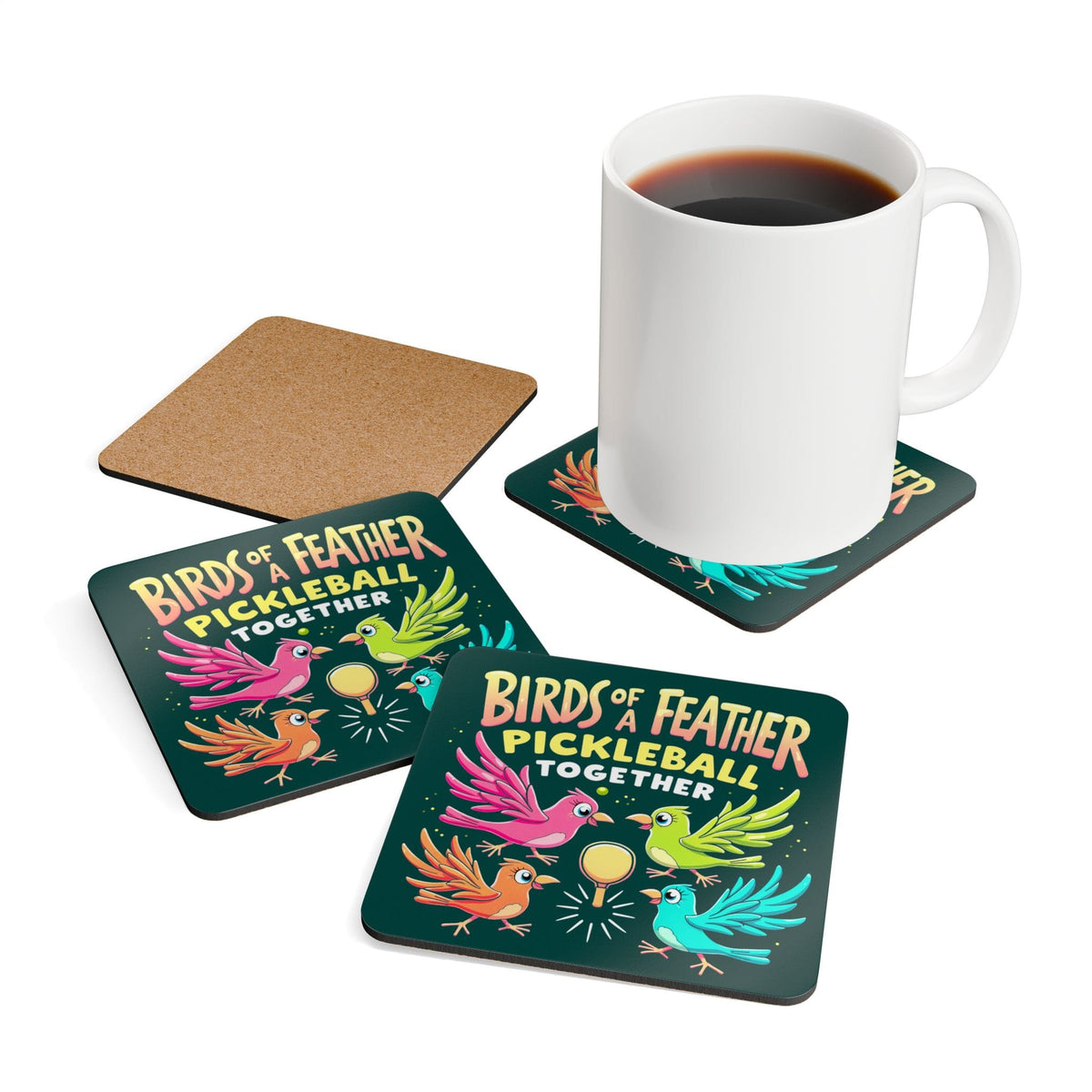 Birds of a Feather Pickleball Coaster Set