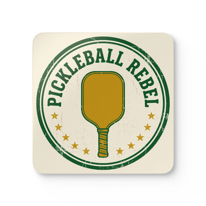 Pickleball Rebel Corkwood Coaster Set