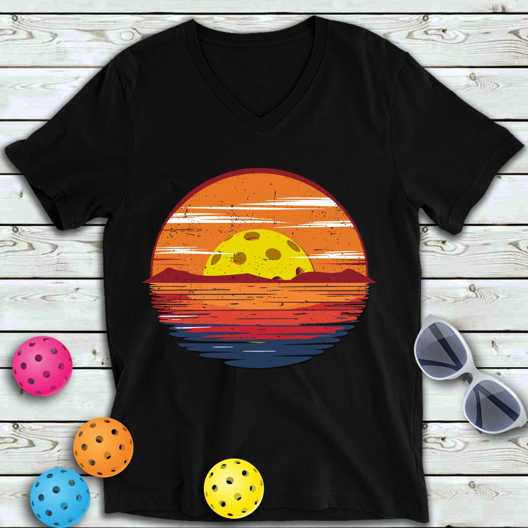 Distressed Sunrise Pickleball V-Neck Tee