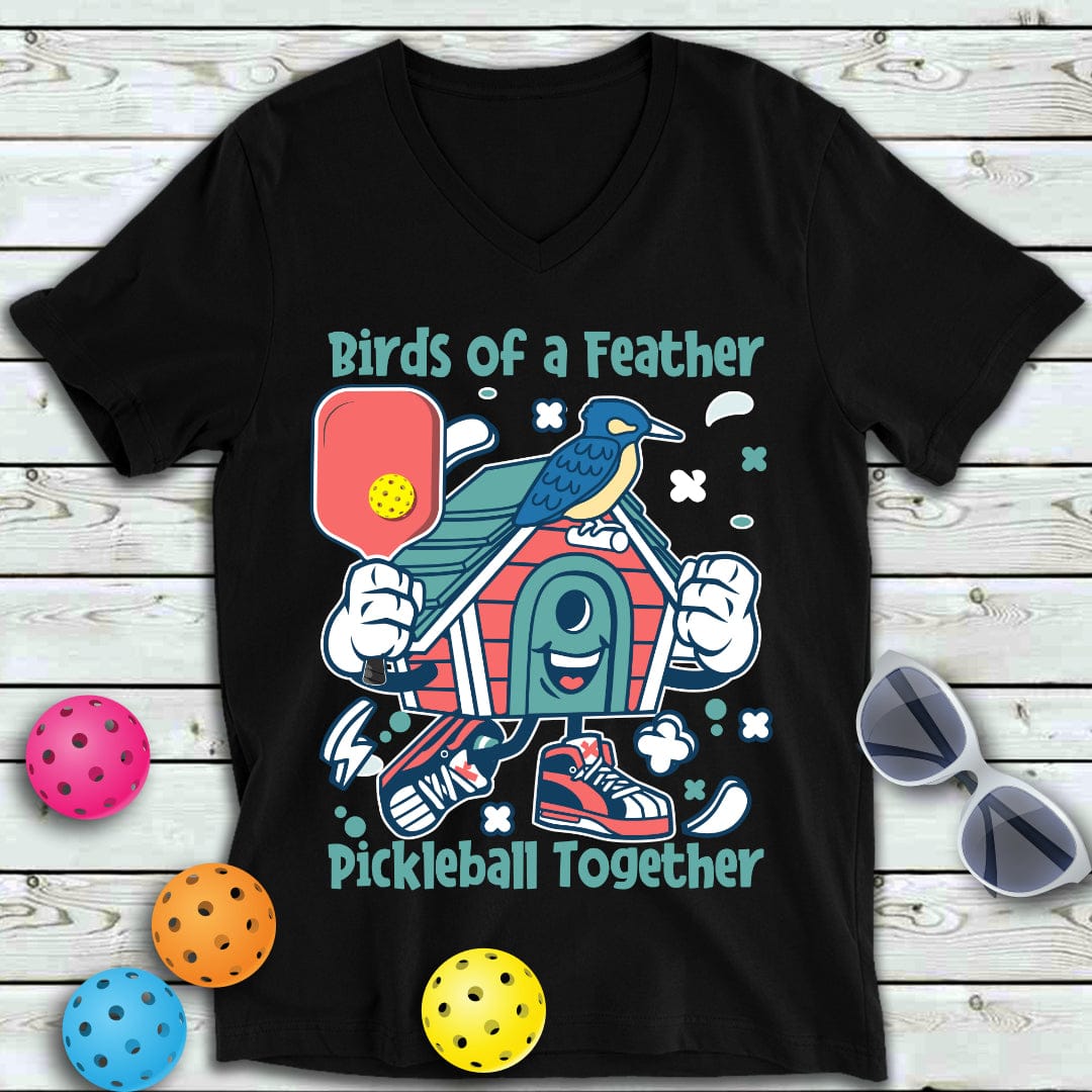 Birds Os A Feather Pickleball V-Neck Tee